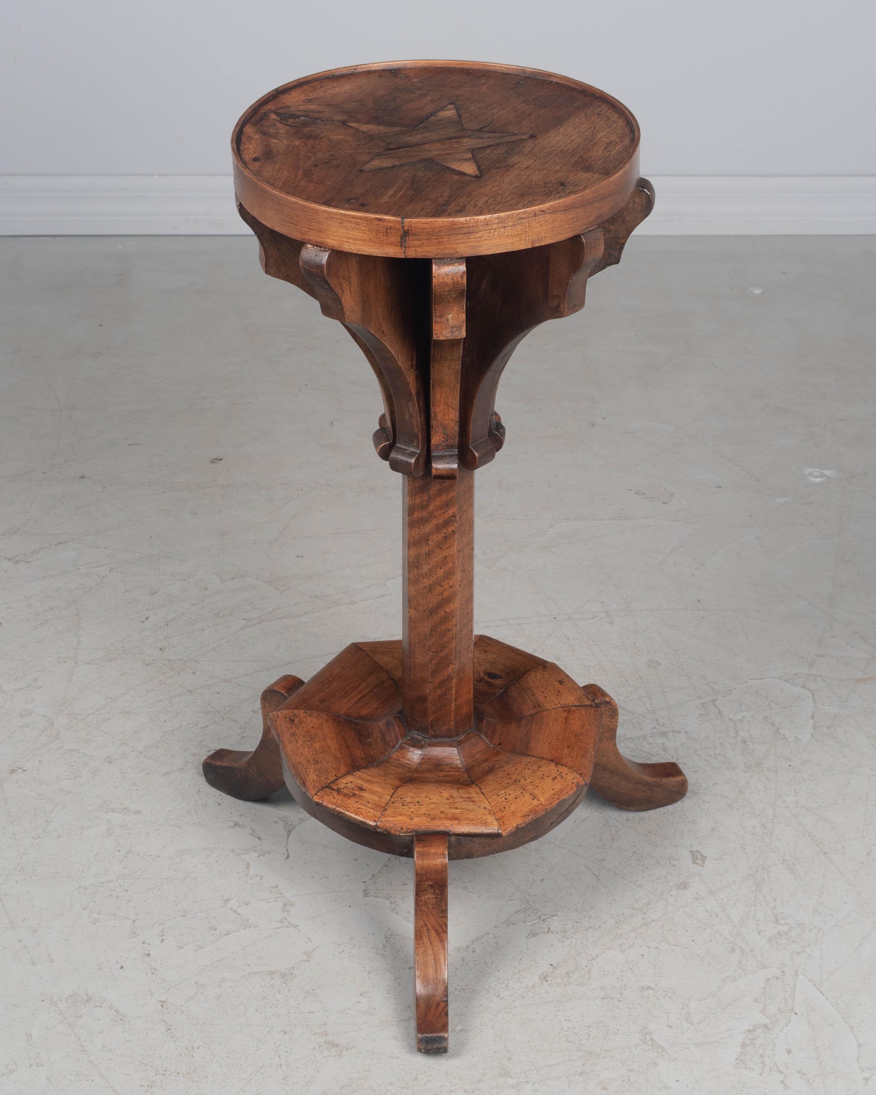 Walnut 19th Century French Folk Art Accent Table For Sale