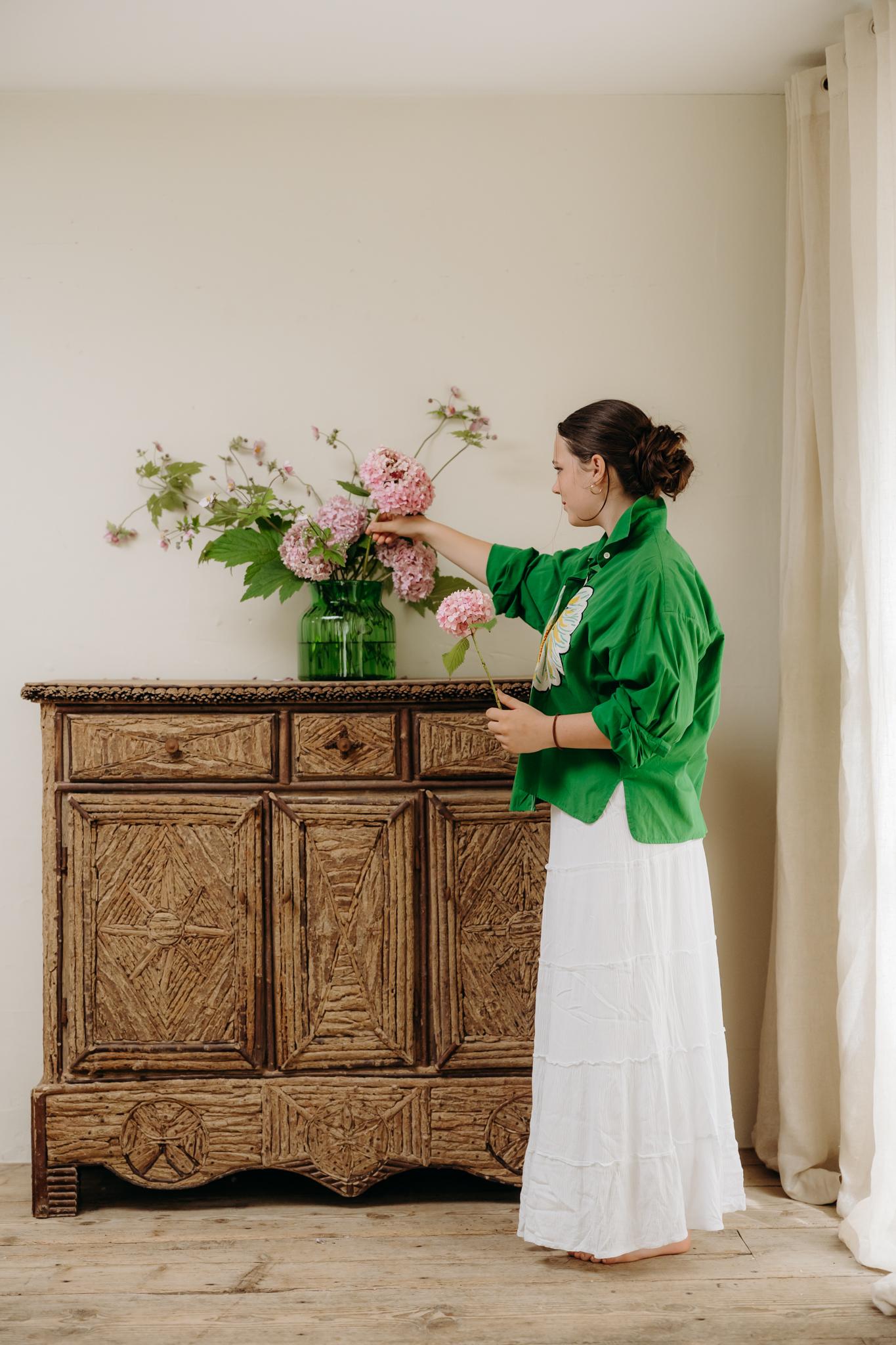 Oak 19th century French folk art buffet For Sale