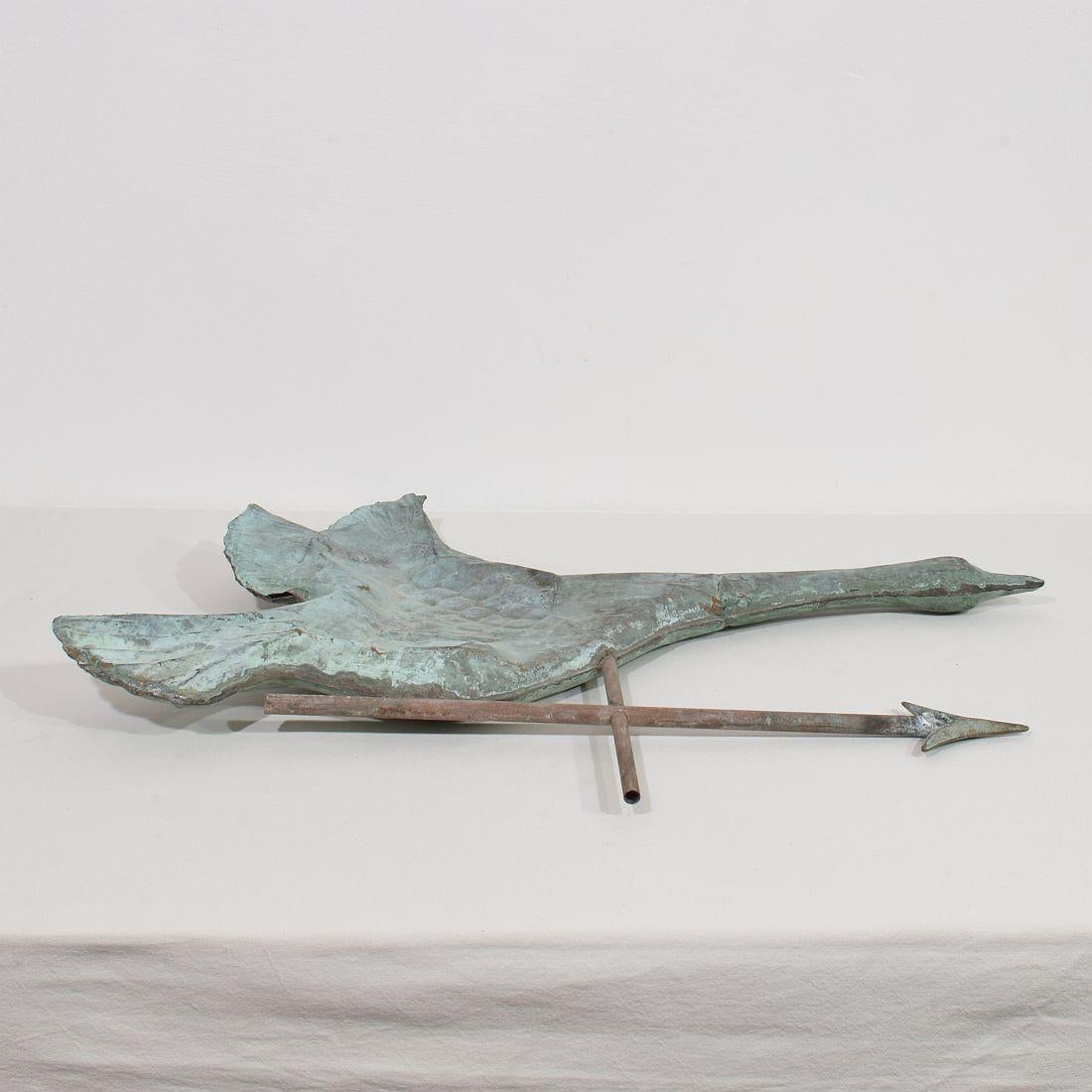 19th Century, French Folk Art Copper Flying Goose Weathervane 16