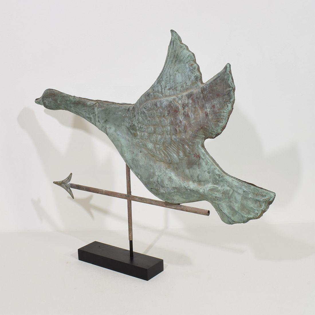 19th Century, French Folk Art Copper Flying Goose Weathervane 1