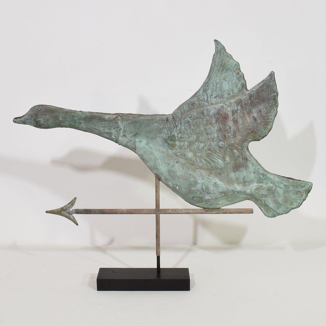 19th Century, French Folk Art Copper Flying Goose Weathervane 2