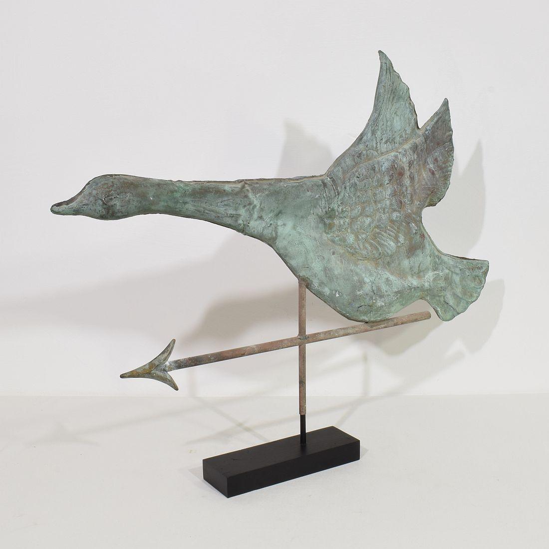 19th Century, French Folk Art Copper Flying Goose Weathervane 3