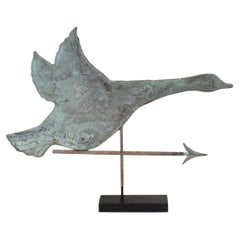 Antique 19th Century, French Folk Art Copper Flying Goose Weathervane