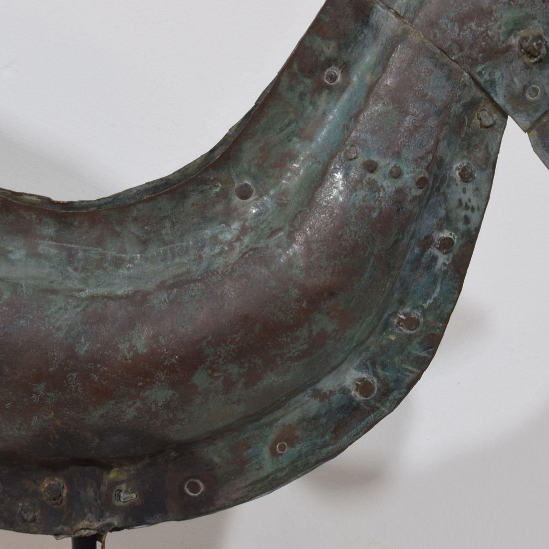 19ème siècle, art populaire français Coq en cuivre, girouette en vente 4