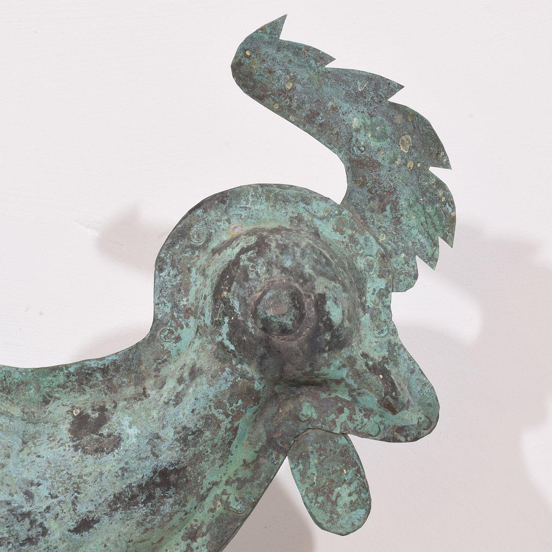 19th Century, French Folk Art Copper Rooster, Weathervane For Sale 8