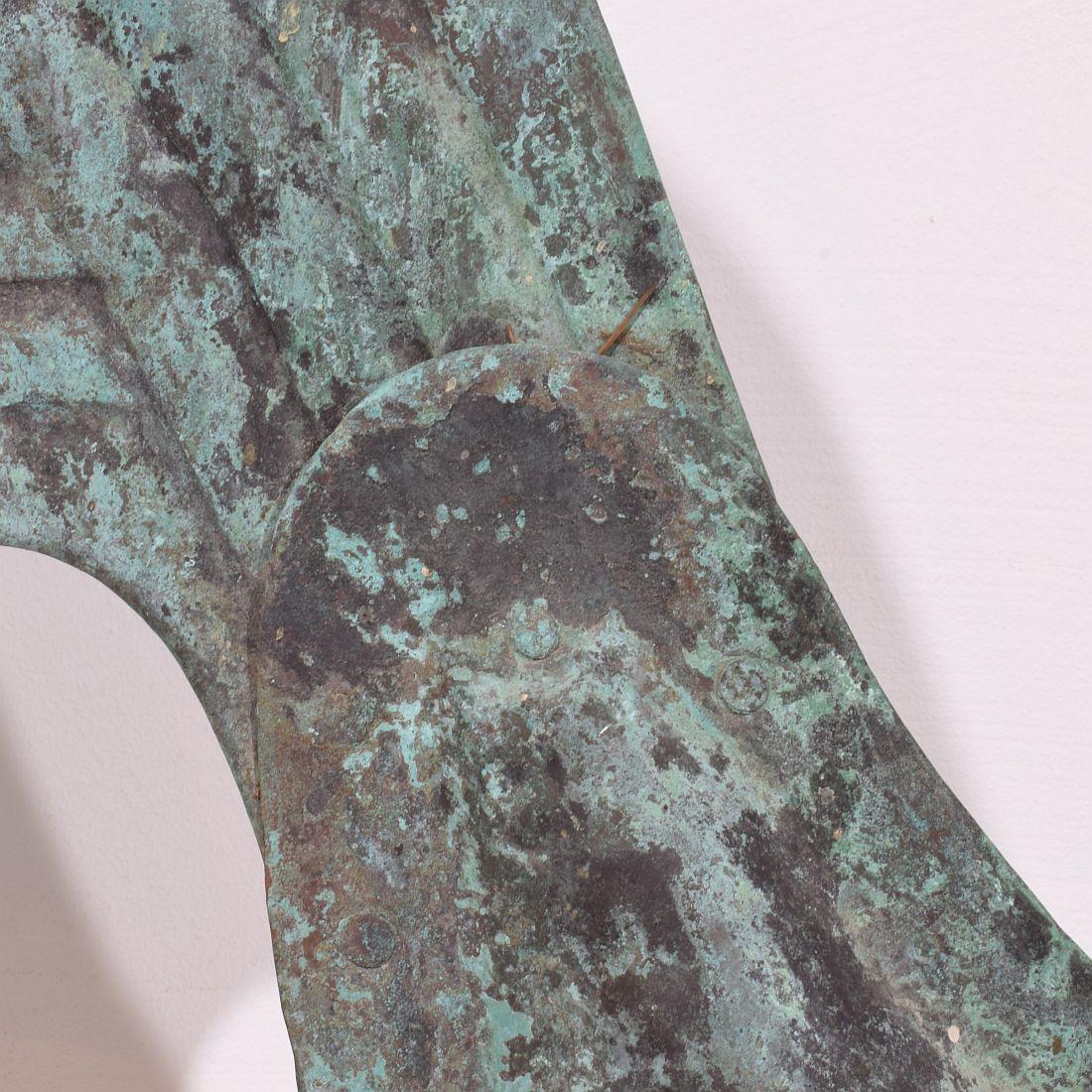 19th Century, French Folk Art Copper Rooster, Weathervane For Sale 9