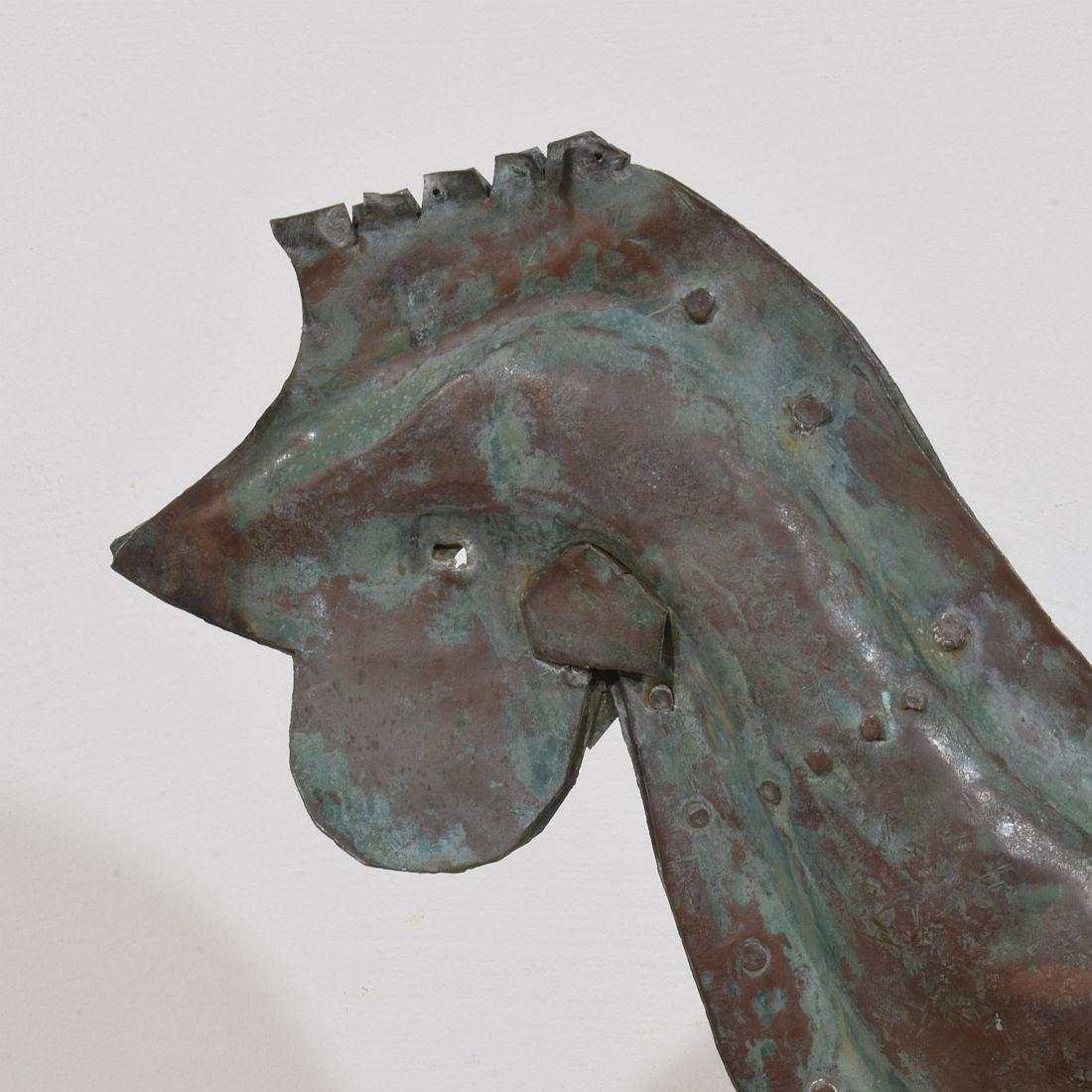 19ème siècle, art populaire français Coq en cuivre, girouette en vente 6