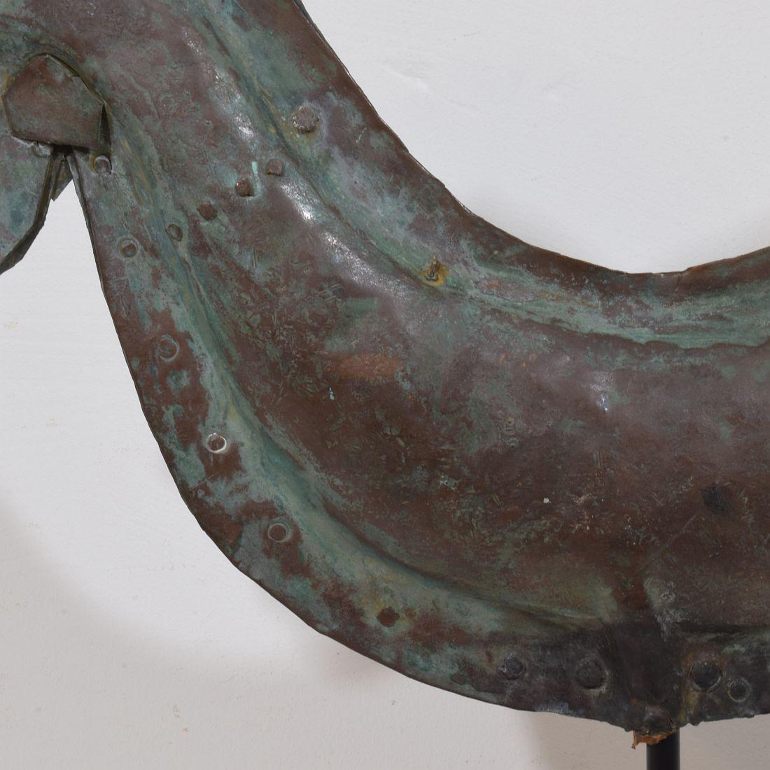 19ème siècle, art populaire français Coq en cuivre, girouette en vente 7