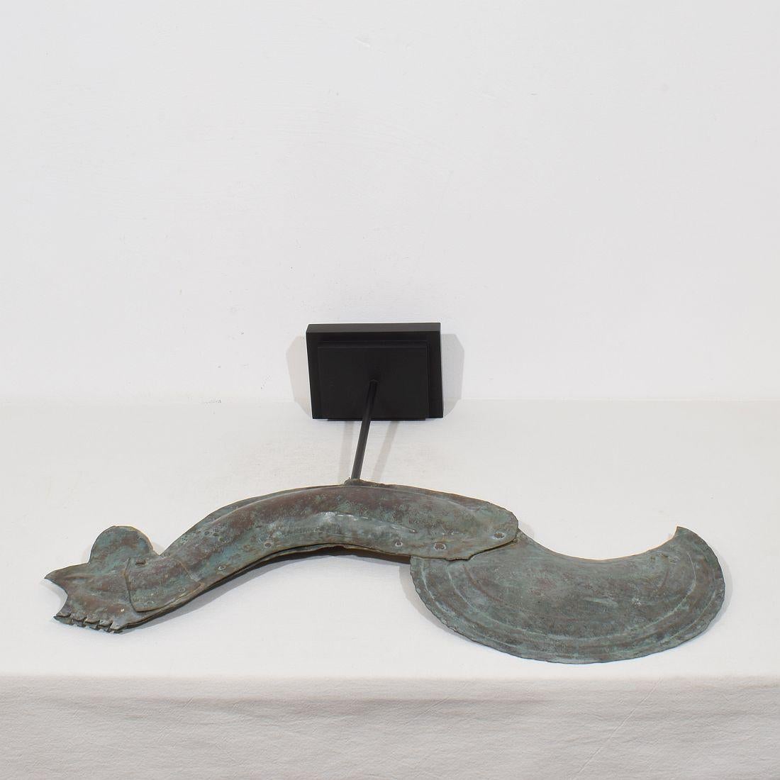 19ème siècle, art populaire français Coq en cuivre, girouette en vente 11