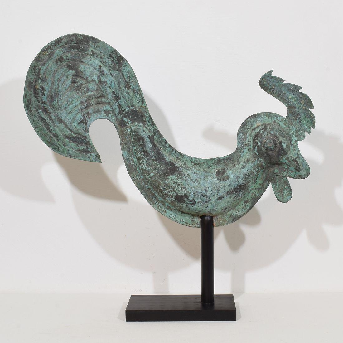 19th Century, French Folk Art Copper Rooster, Weathervane For Sale 1