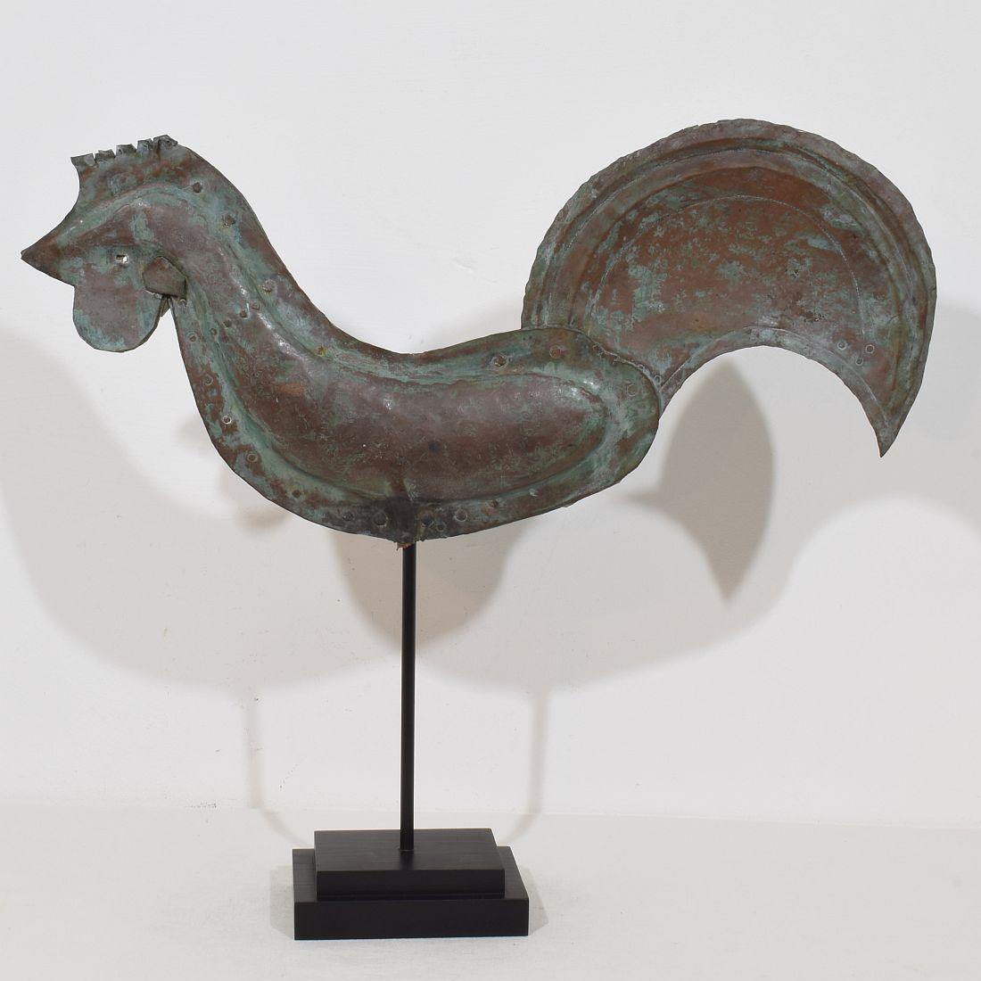 19th Century, French Folk Art Copper Rooster, Weathervane For Sale 1