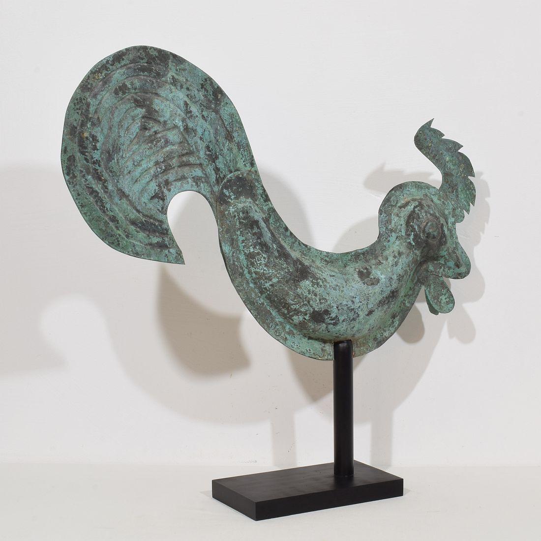 19th Century, French Folk Art Copper Rooster, Weathervane For Sale 2