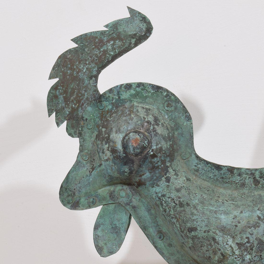 19th Century, French Folk Art Copper Rooster, Weathervane For Sale 3
