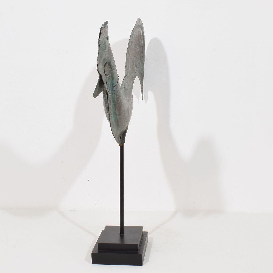 Cuivre 19ème siècle, art populaire français Coq en cuivre, girouette en vente