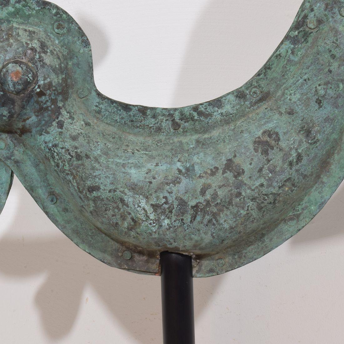 19th Century, French Folk Art Copper Rooster, Weathervane For Sale 4
