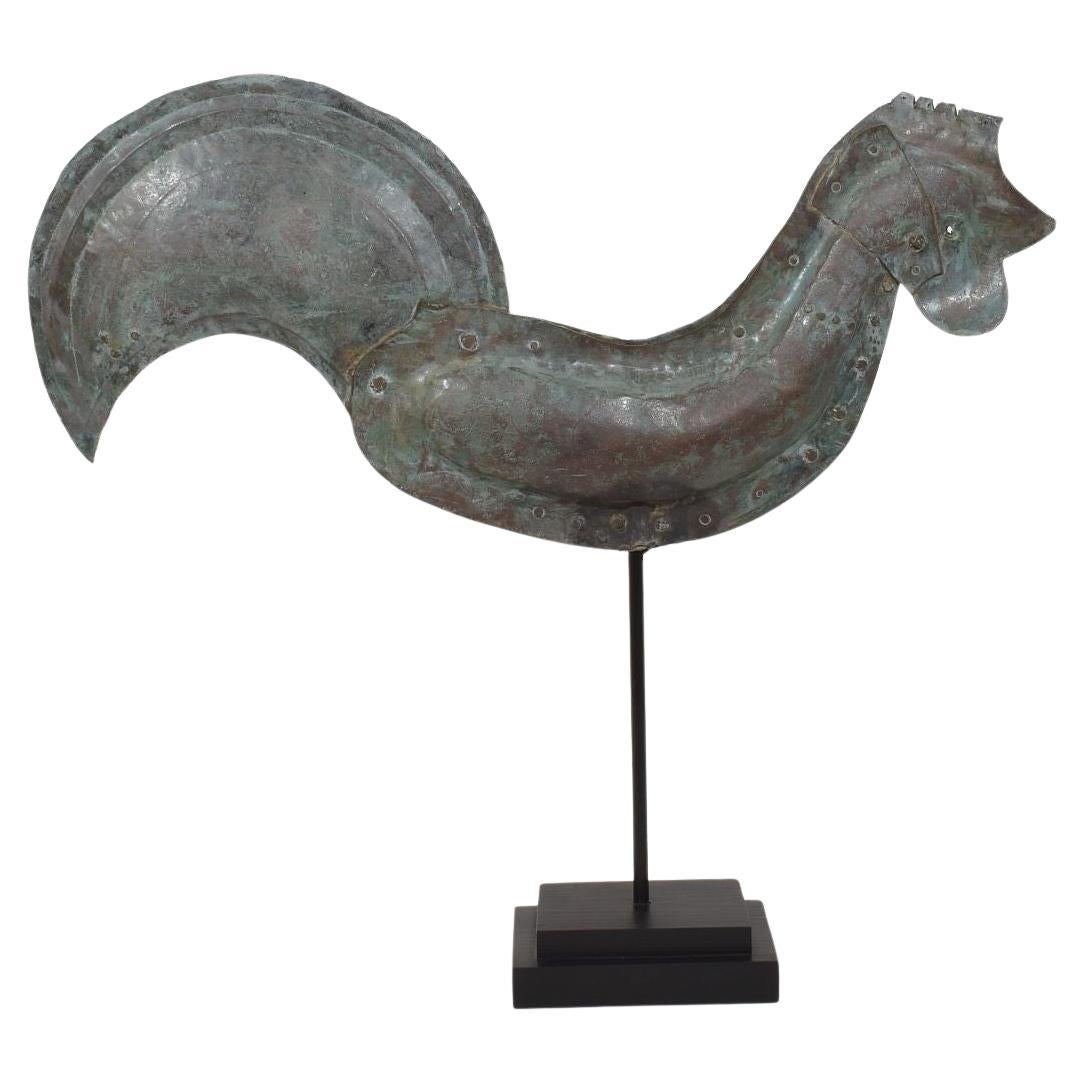 19th Century, French Folk Art Copper Rooster, Weathervane For Sale