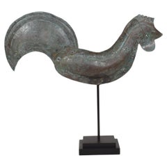 19th Century, French Folk Art Copper Rooster, Weathervane 19th Century, French Folk Art Copper Rooster, Weathervane