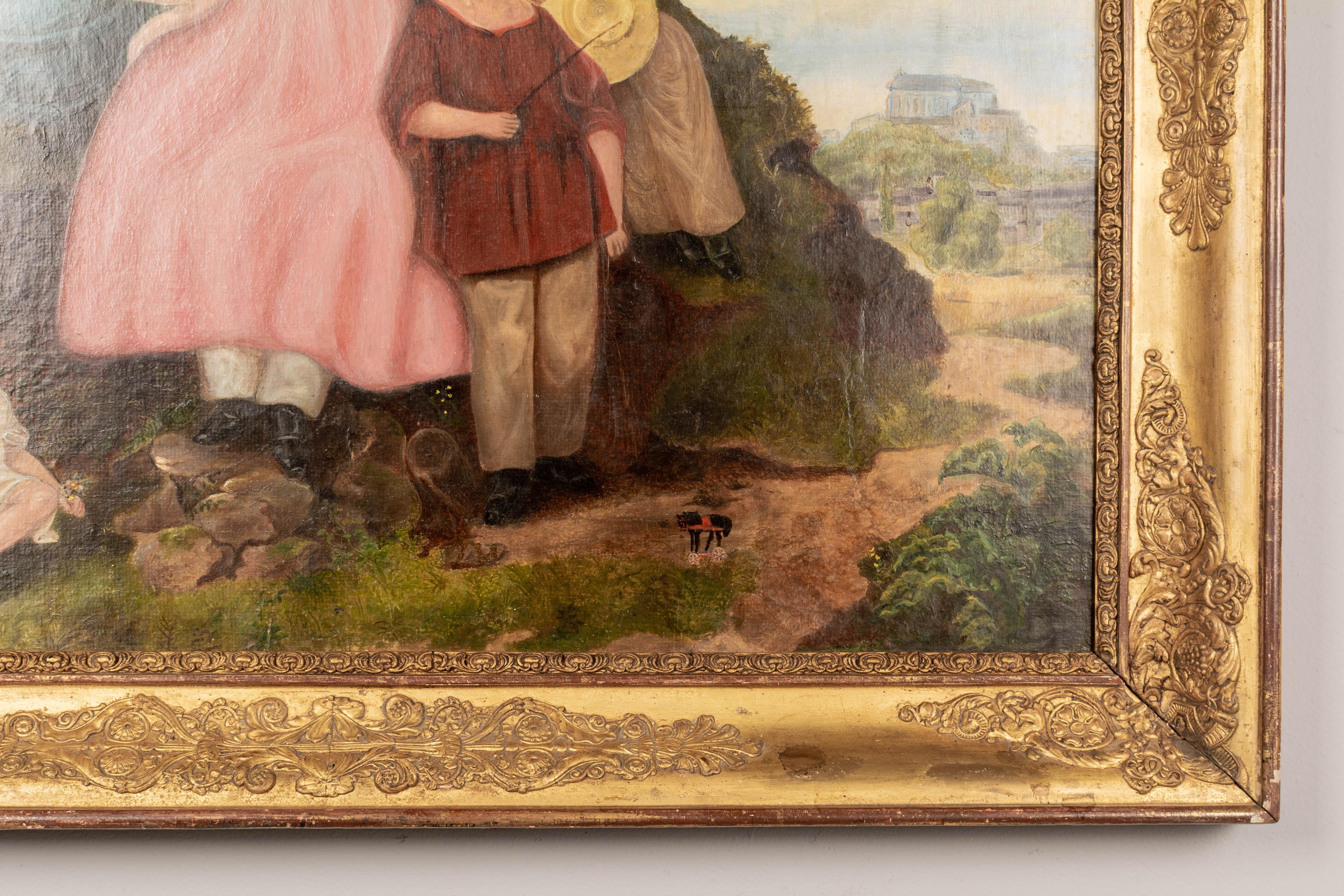 19th Century French Folk Art Family Portrait In Good Condition In Winter Park, FL