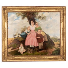 19th Century French Folk Art Family Portrait