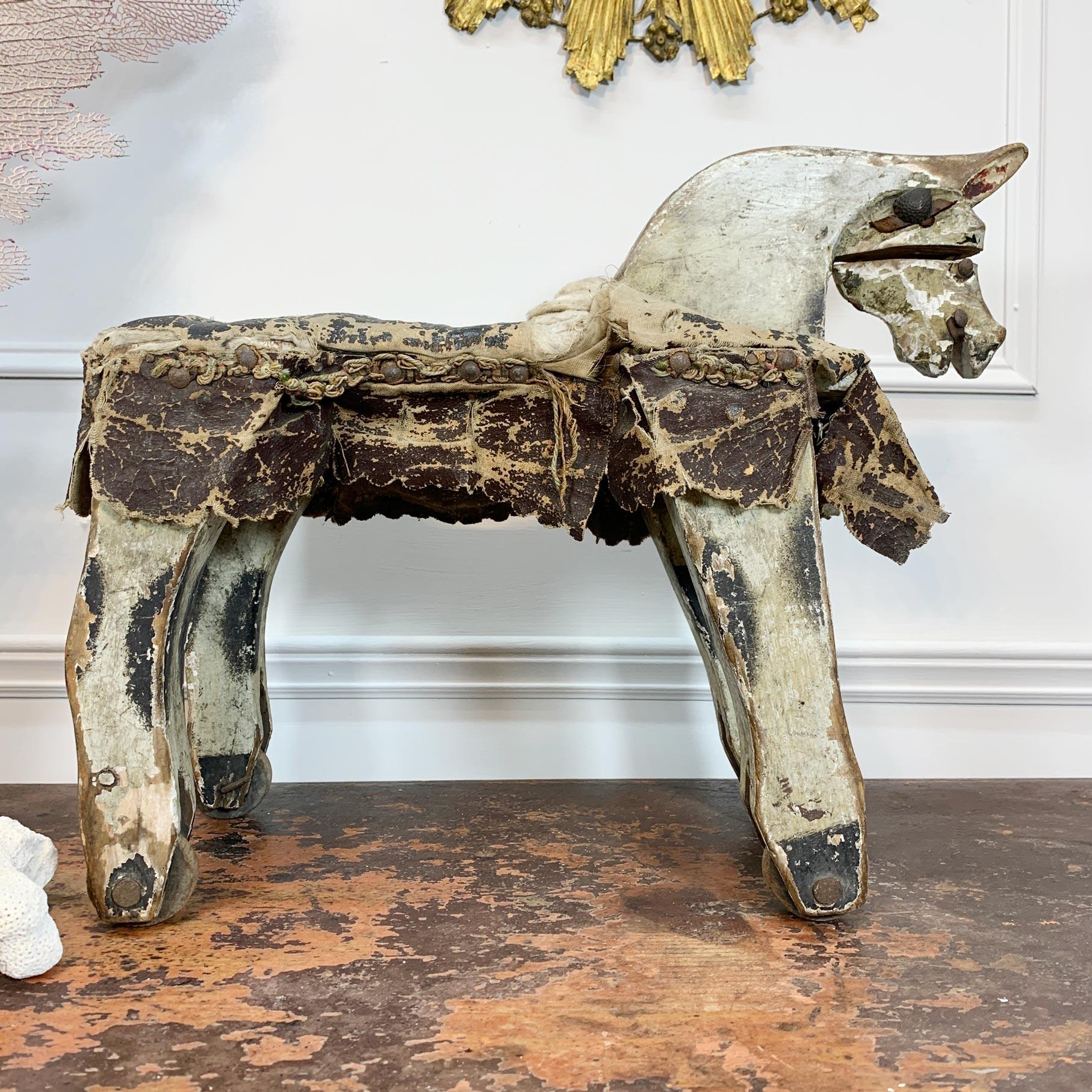 19th Century French Folk Art Horse on Wheels For Sale 5