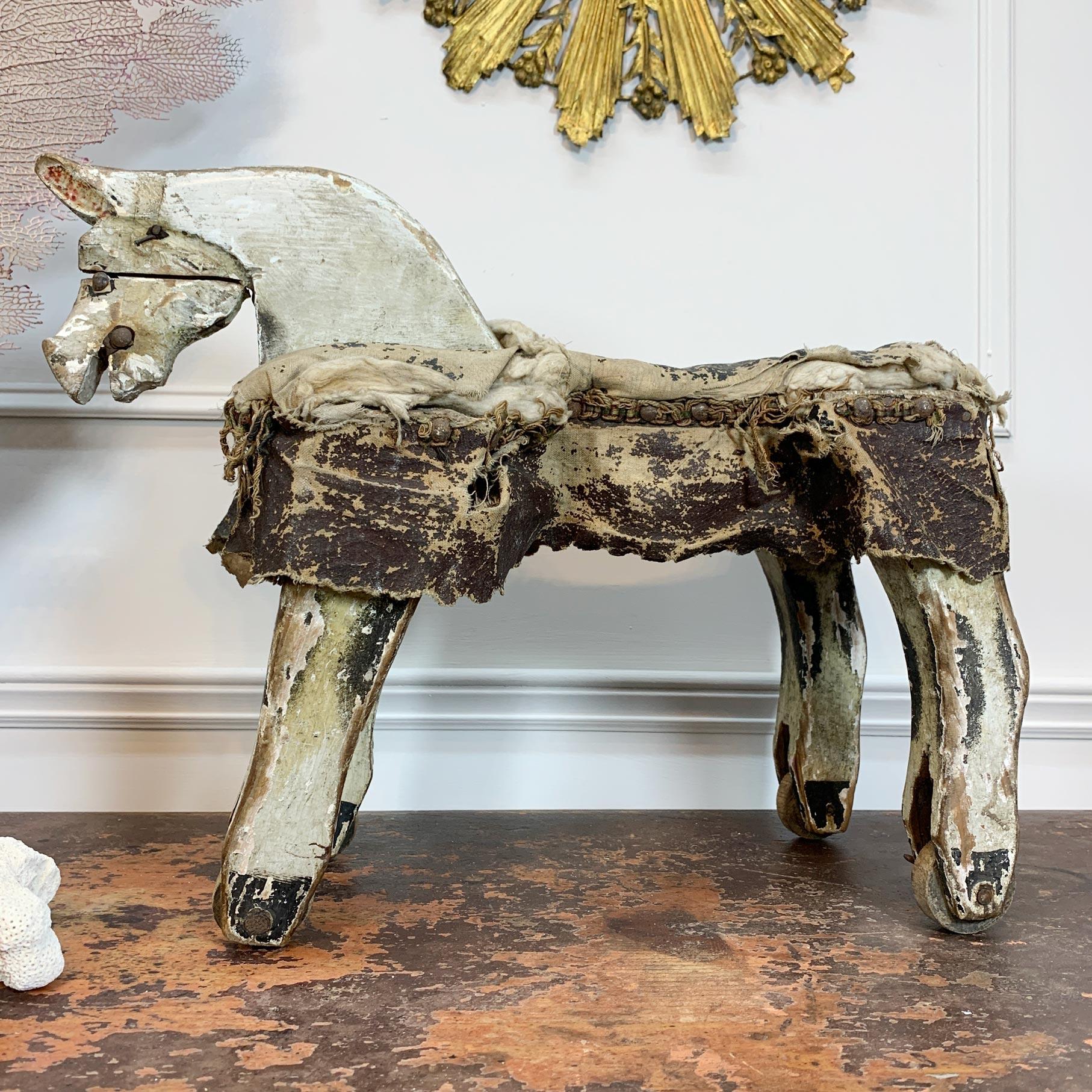 19th Century French Folk Art Horse on Wheels For Sale 7