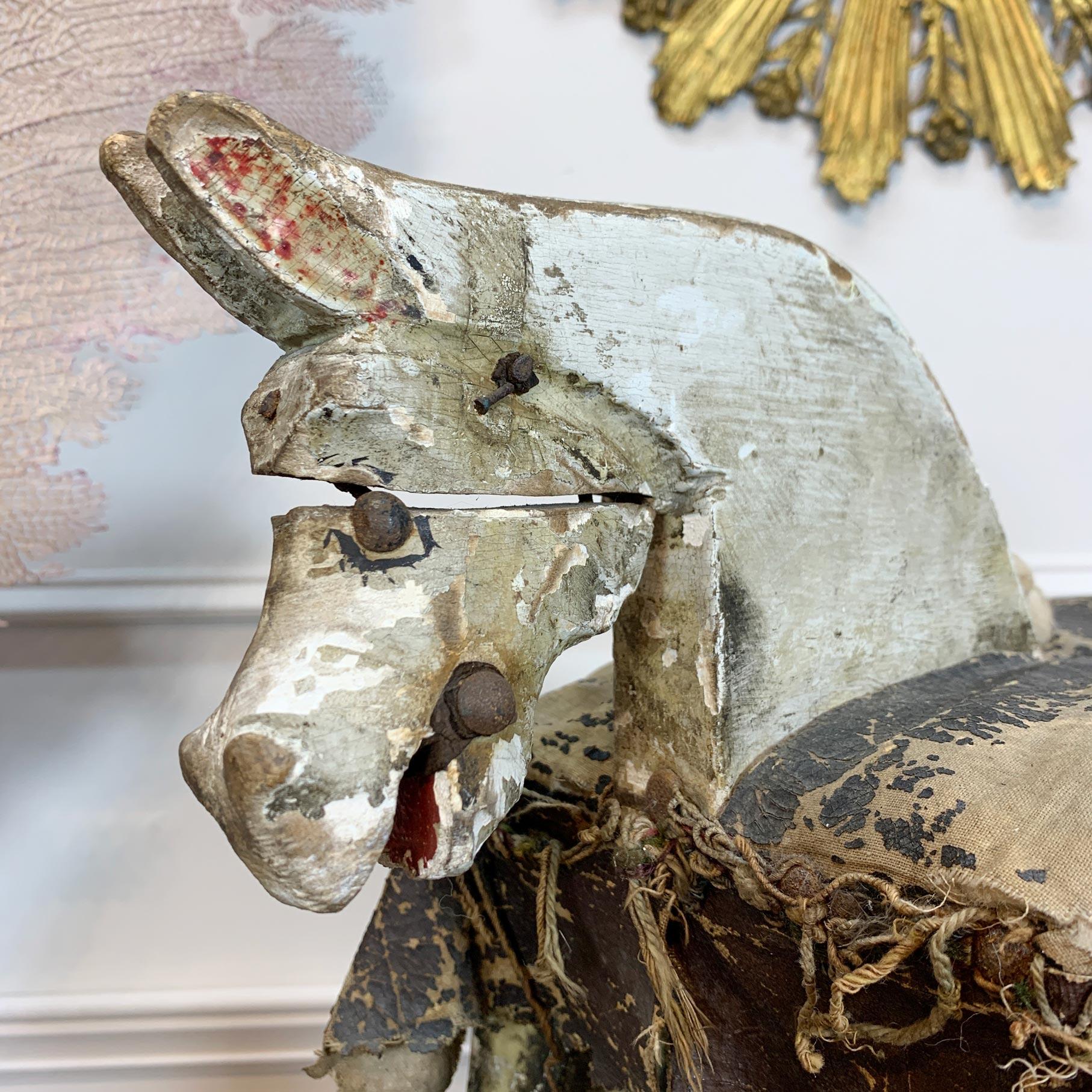 19th Century French Folk Art Horse on Wheels For Sale 3