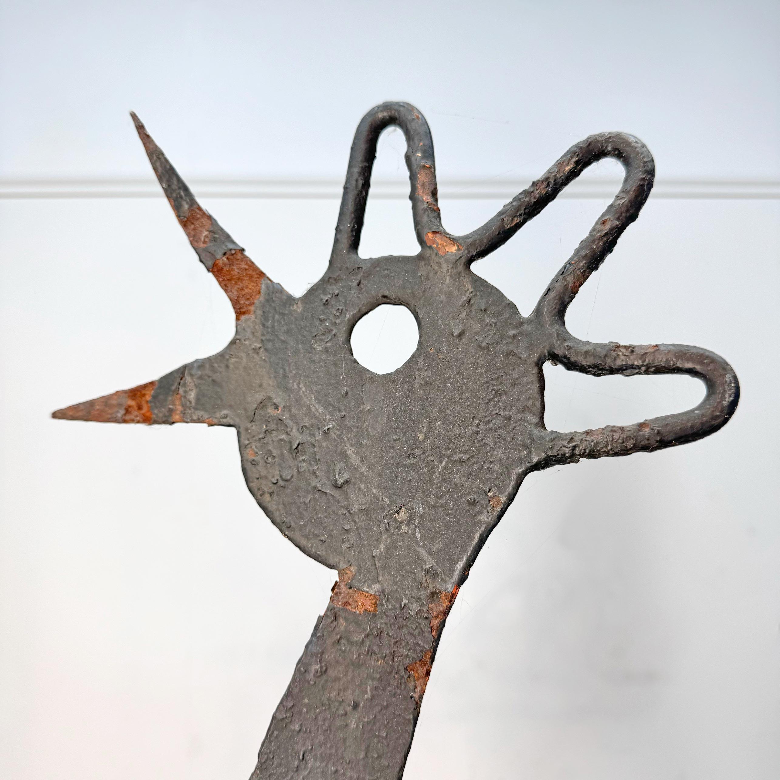 Forged 19th Century French Folk Art Iron Vane Hen and Chicks For Sale