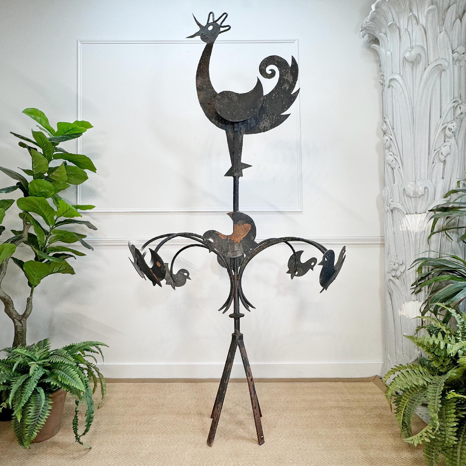 19th Century French Folk Art Iron Vane Hen and Chicks For Sale 2