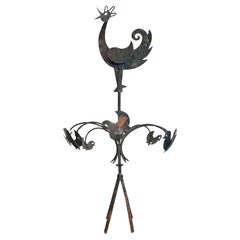 Französische Volkskunst des 19. Jahrhunderts Iron Vane Hen und Chicks