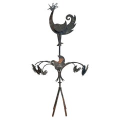 19th Century French Folk Art Iron Vane Hen and Chicks