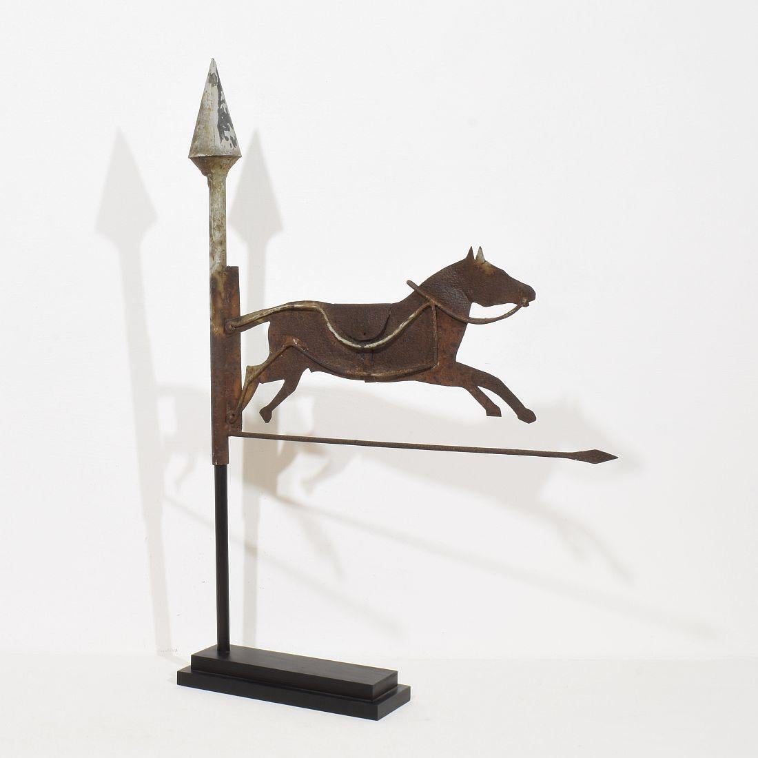 Francese Cavallo di Metal Art del 19° secolo, banderuola per tetto