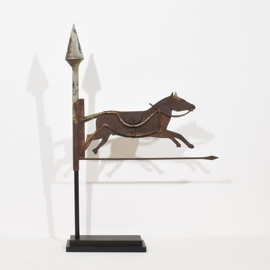 Fatto a mano Cavallo di Metal Art del 19° secolo, banderuola per tetto