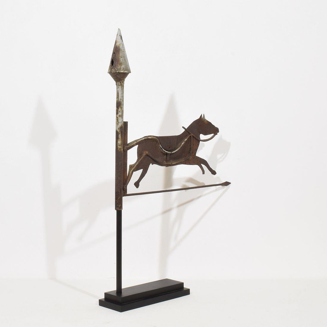 Cavallo di Metal Art del 19° secolo, banderuola per tetto In condizioni buone a Buisson, FR