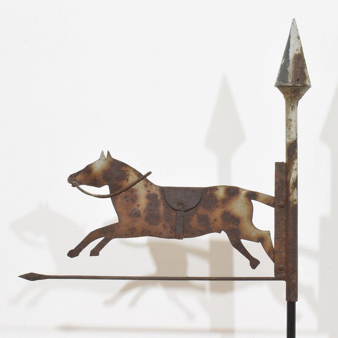 Cavallo di Metal Art del 19° secolo, banderuola per tetto 1