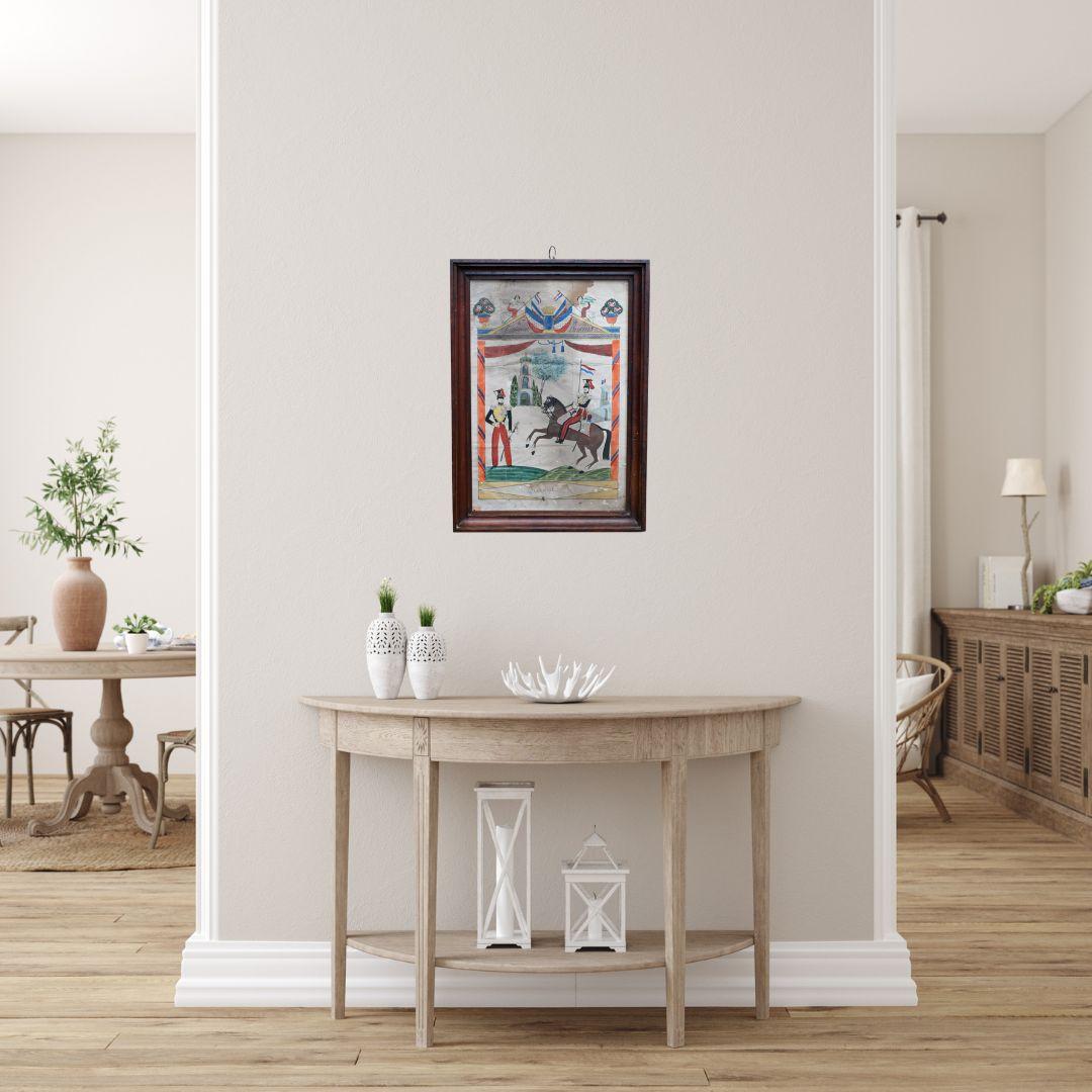 Pintura militaria de arte popular francés del siglo XIX en venta 9