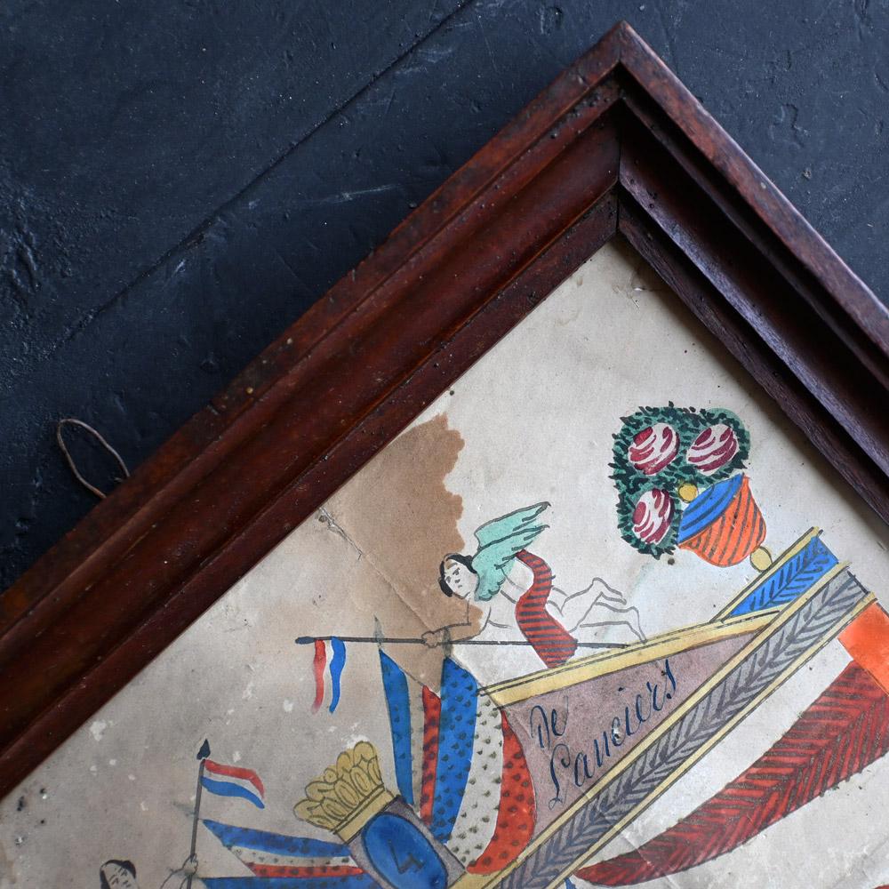 Pintura militaria de arte popular francés del siglo XIX Mediados del siglo XIX en venta