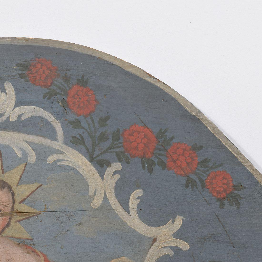 Panneau en bois peint d'art populaire français du 19e siècle avec un bébé Christ en vente 5