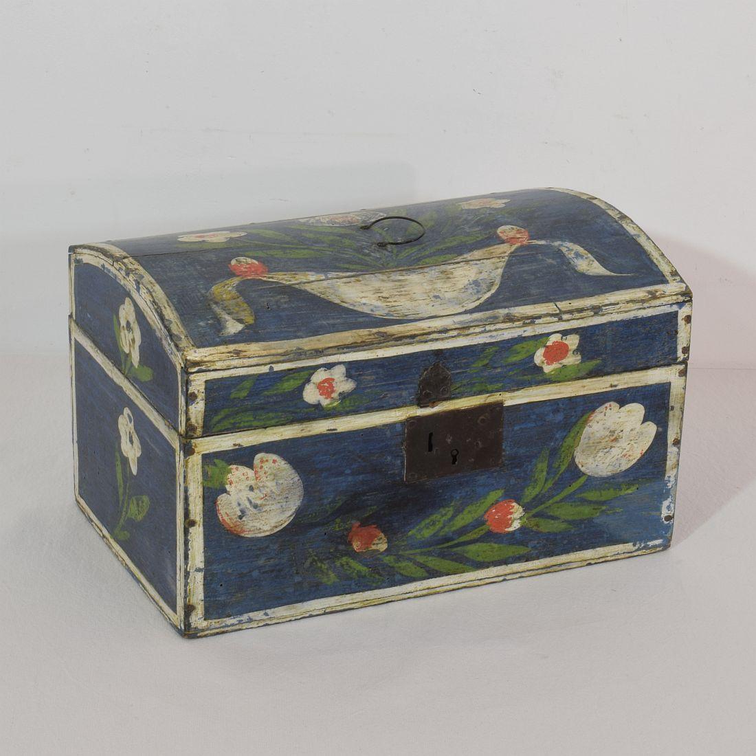 Hand-Crafted 19th Century French Folk Art Wedding Box from Normandy