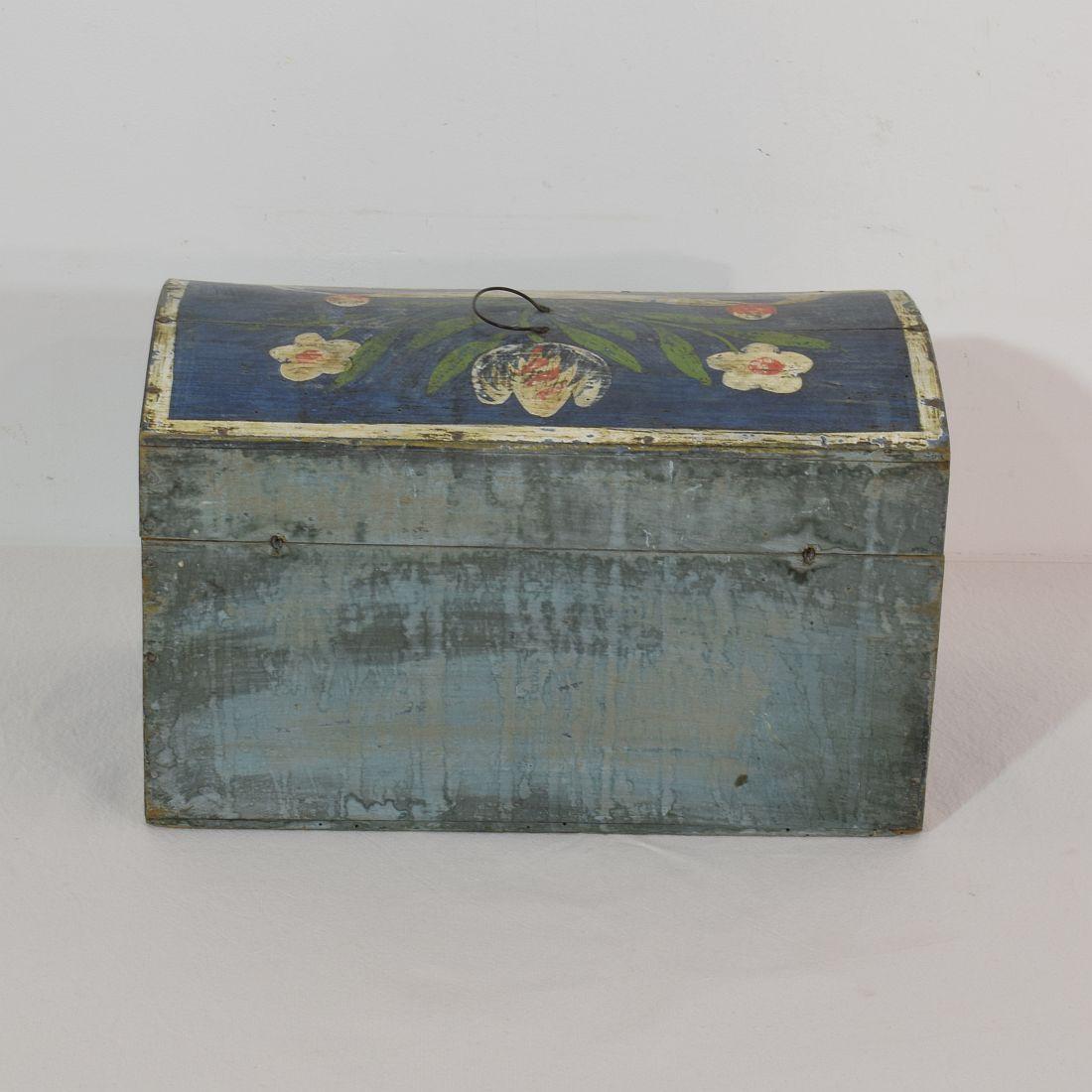 Wood 19th Century French Folk Art Wedding Box from Normandy
