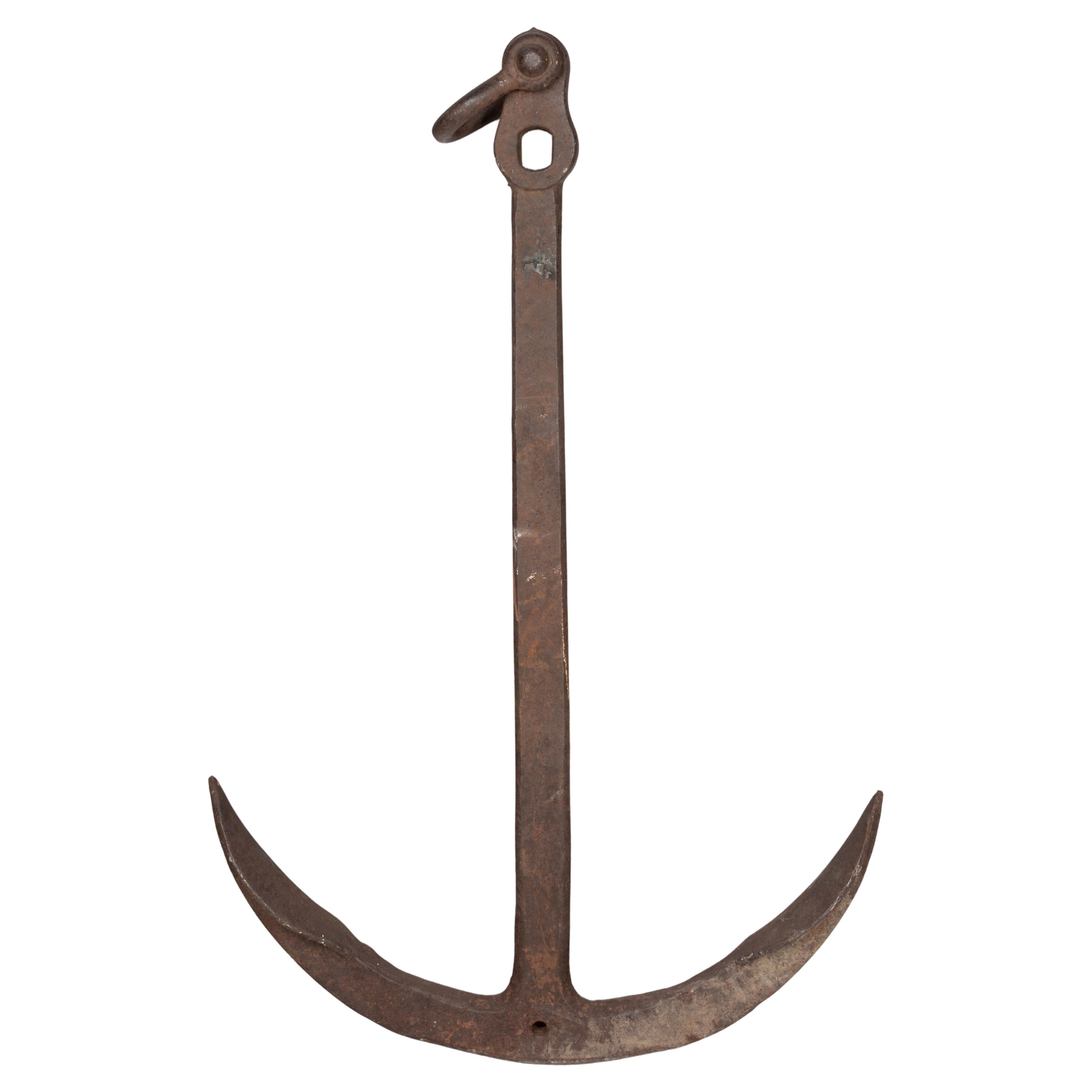 19th Century French Forged Iron Anchor For Sale