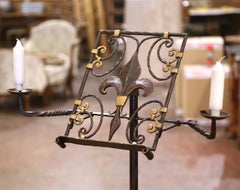 19th Century French Forged Iron Music Stand Lectern with Fleur-de-Lys Decor