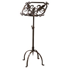 19th Century French Forged Iron Music Stand Lectern with Fleur-de-Lys Decor