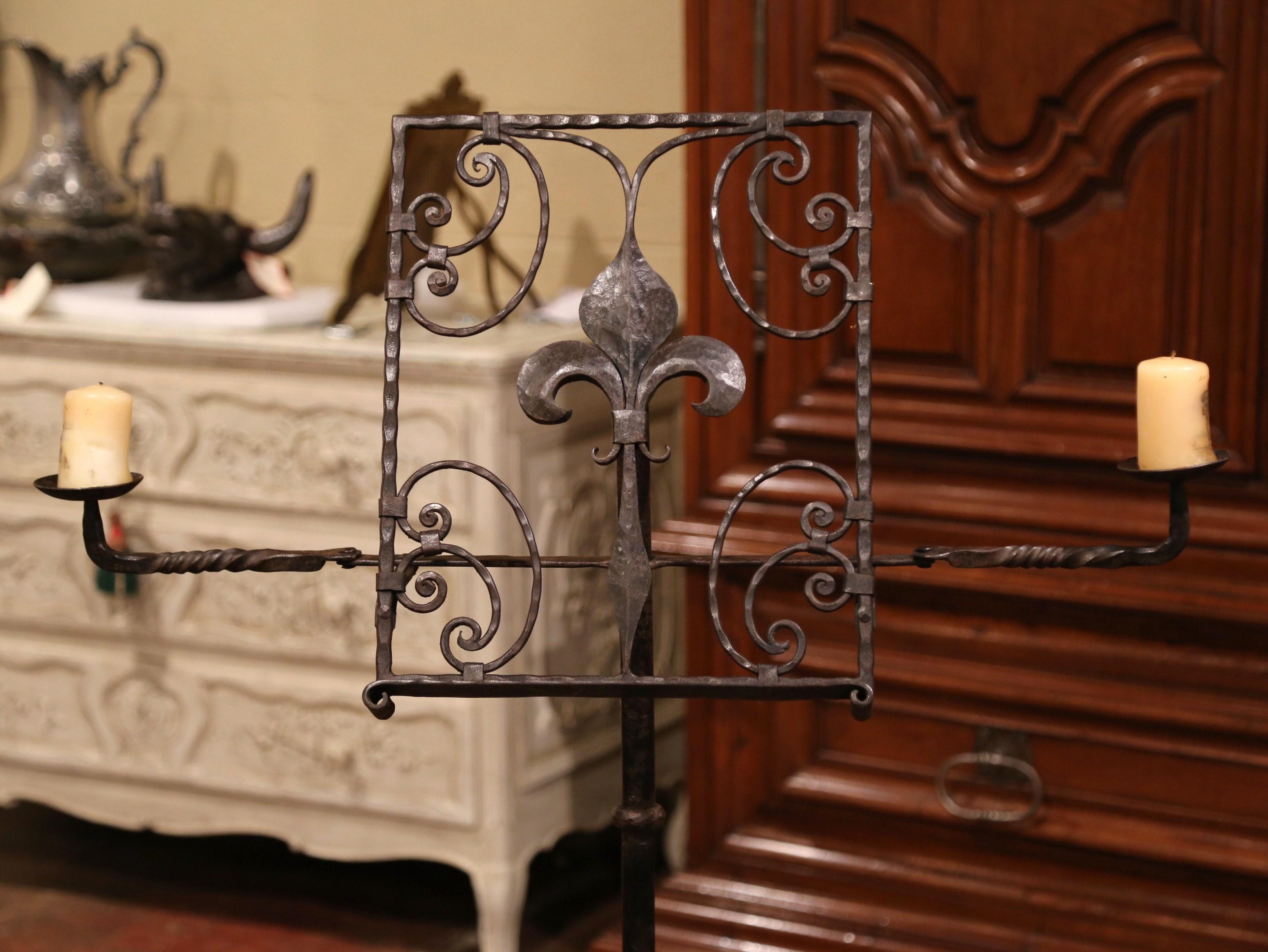 19th Century French Forged Iron Music Stand Lectern with Fleur-de-Lys 2