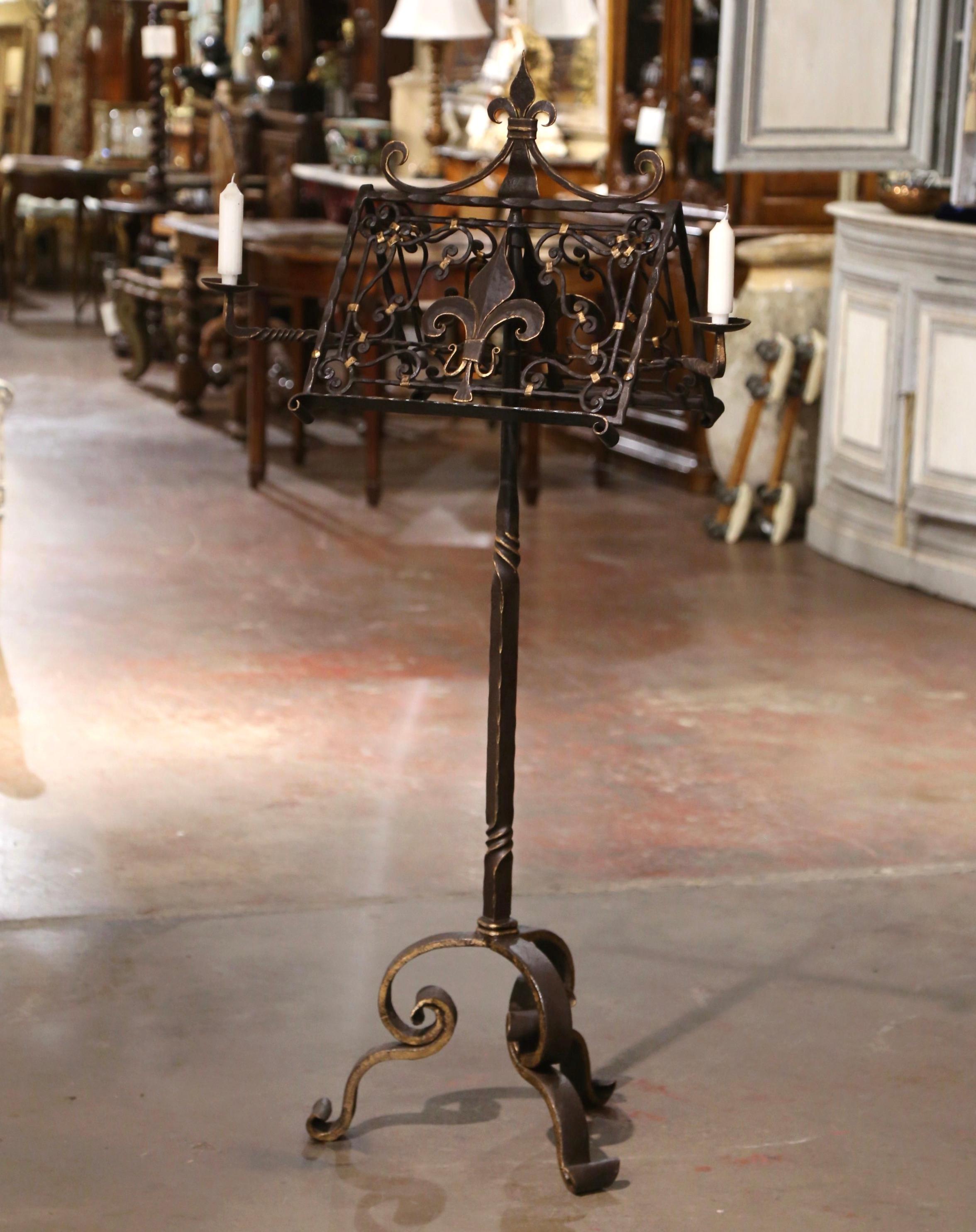 19th Century French Forged Wrought Iron Duet Lectern or Music Stand In Excellent Condition In Dallas, TX