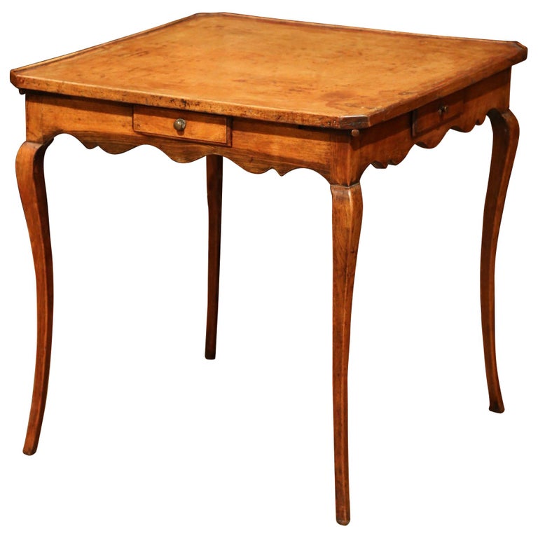 19th Century French FourDrawer and Glass Holder Game Table with