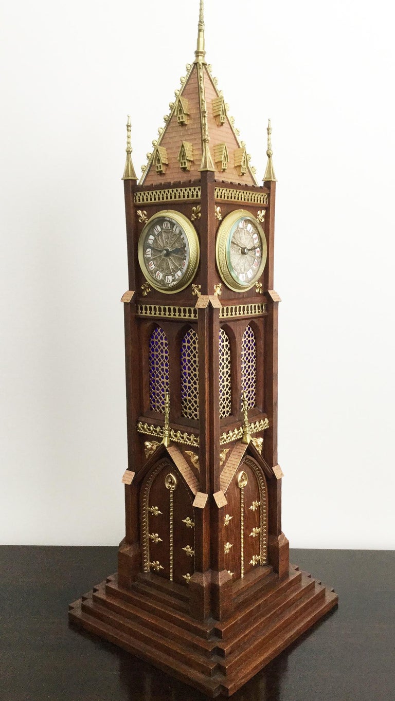 19th Century French Four Face Blumberg Novelty Tower Clock For Sale at