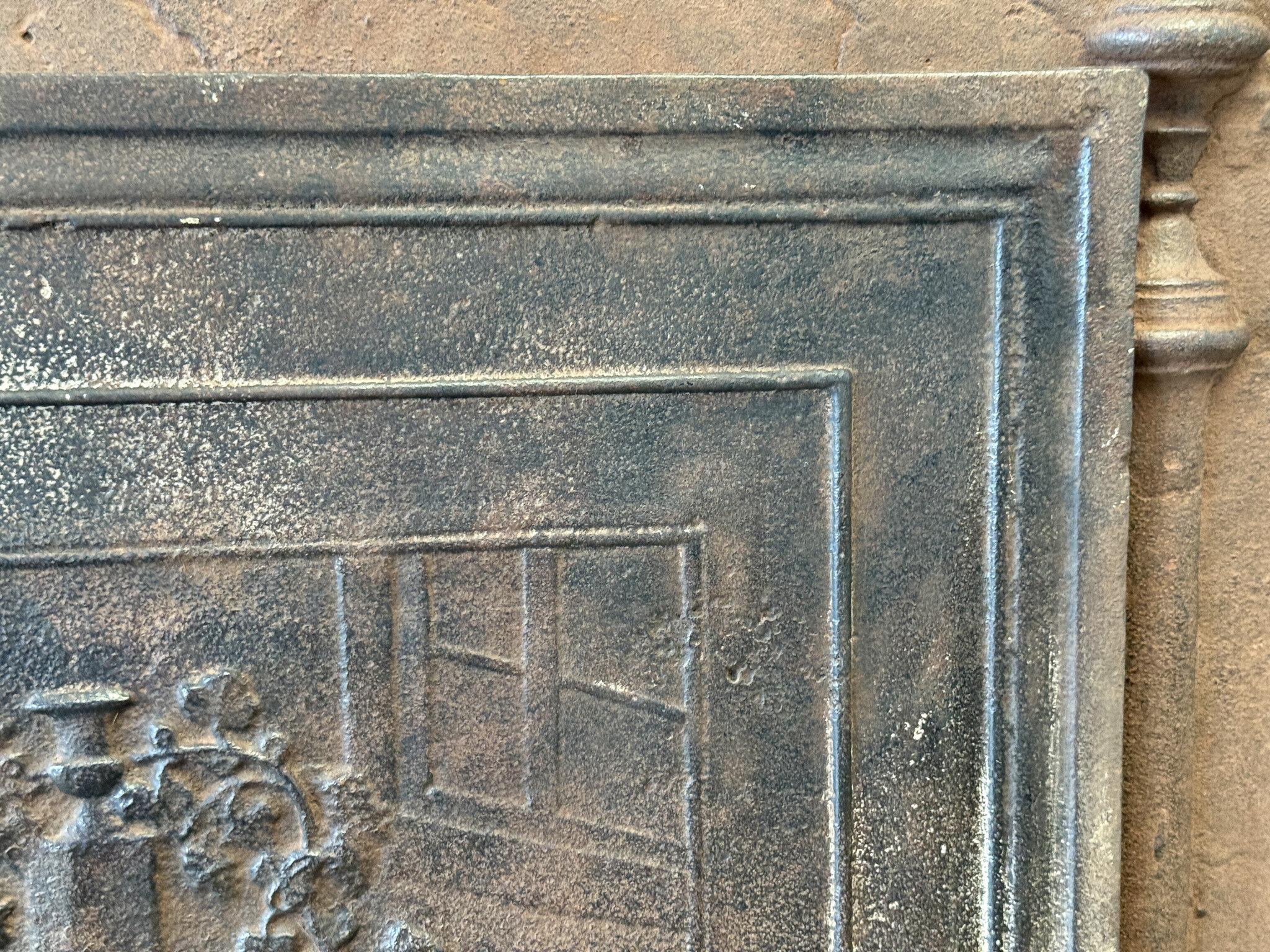 Iron 19th Century French 'Fox and the Grapes' Fireback / Backsplash For Sale
