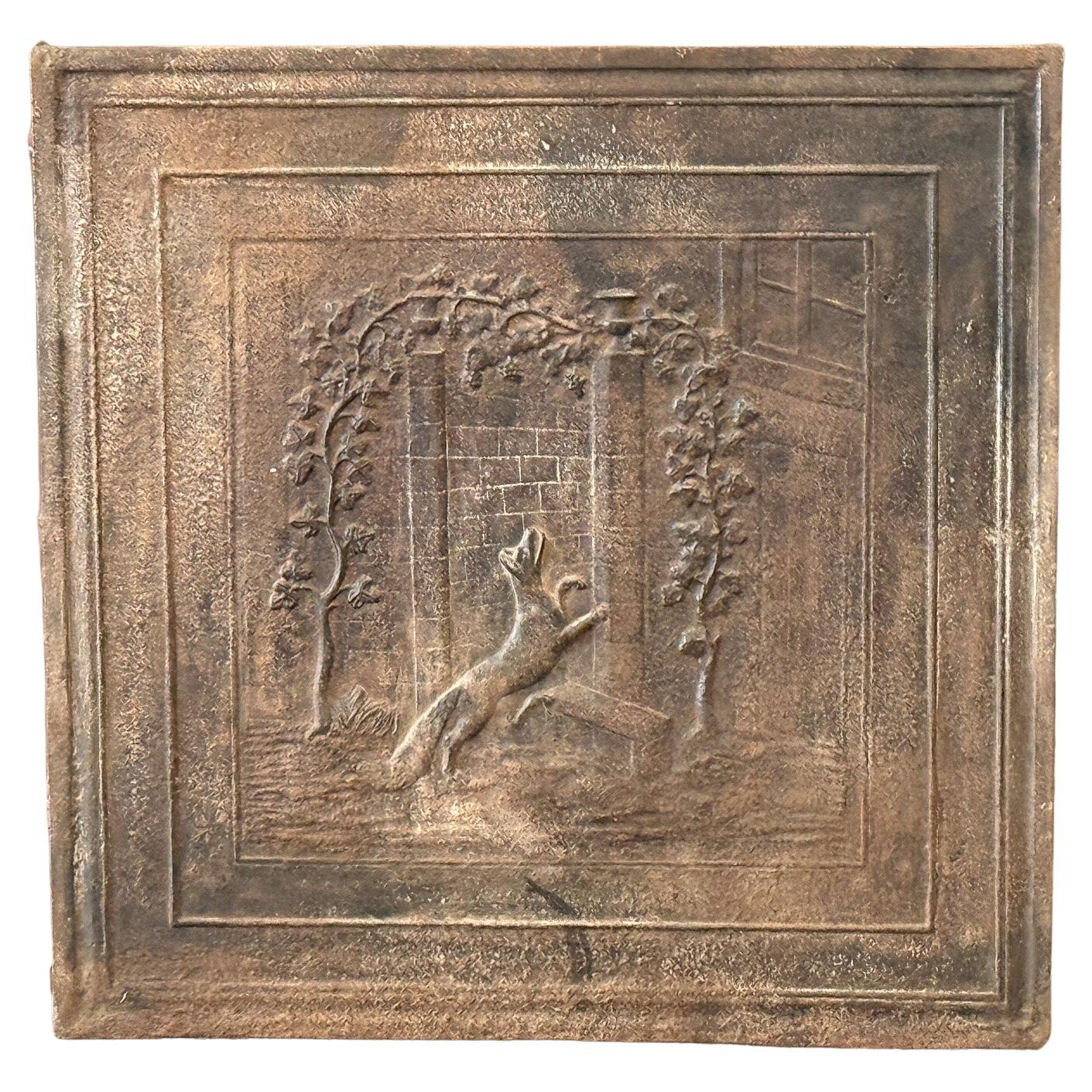 19th Century French 'Fox and the Grapes' Fireback / Backsplash For Sale
