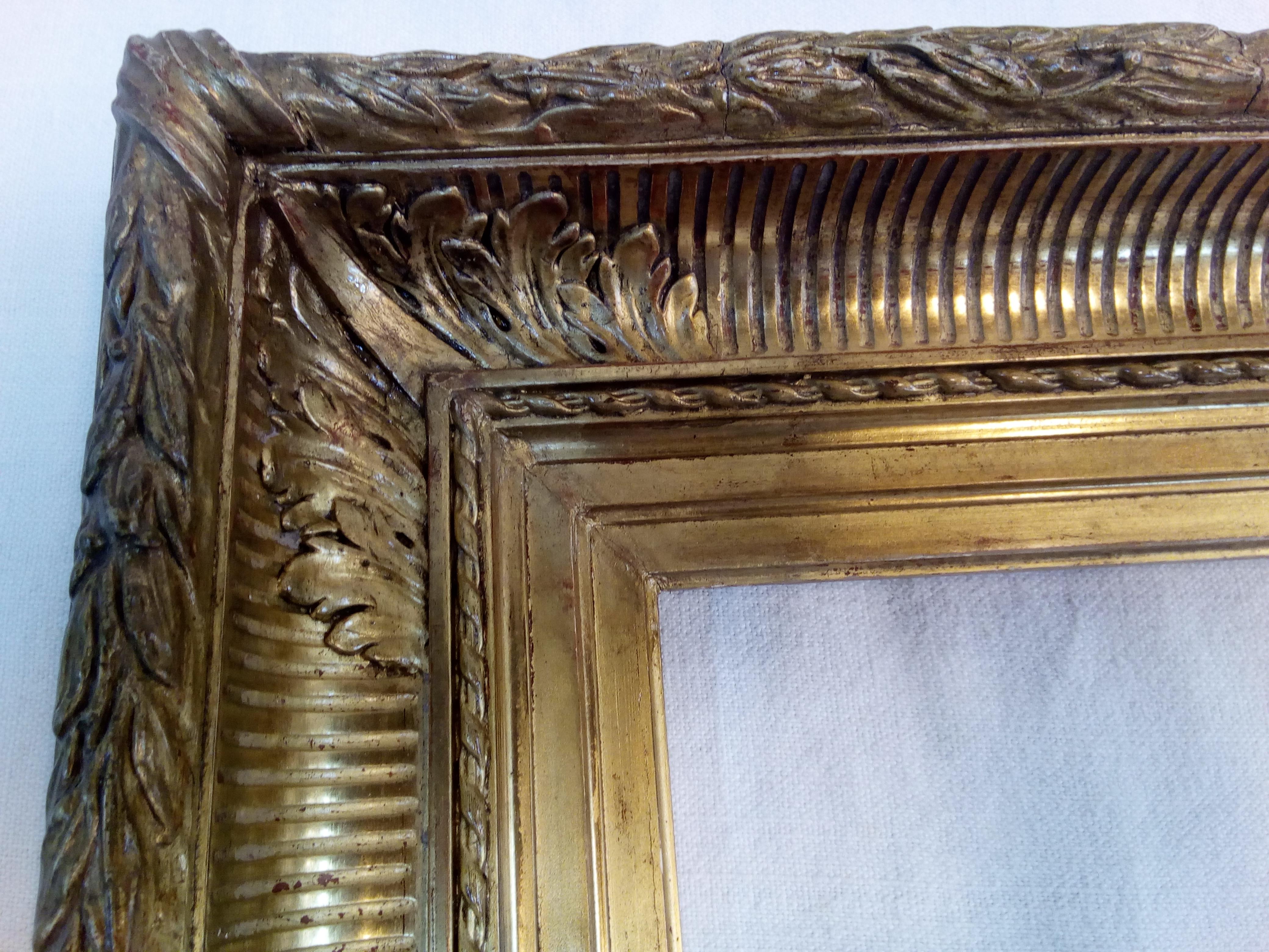 19th century Empire style frame hand carved gilded with pure gold leaf For Sale 3