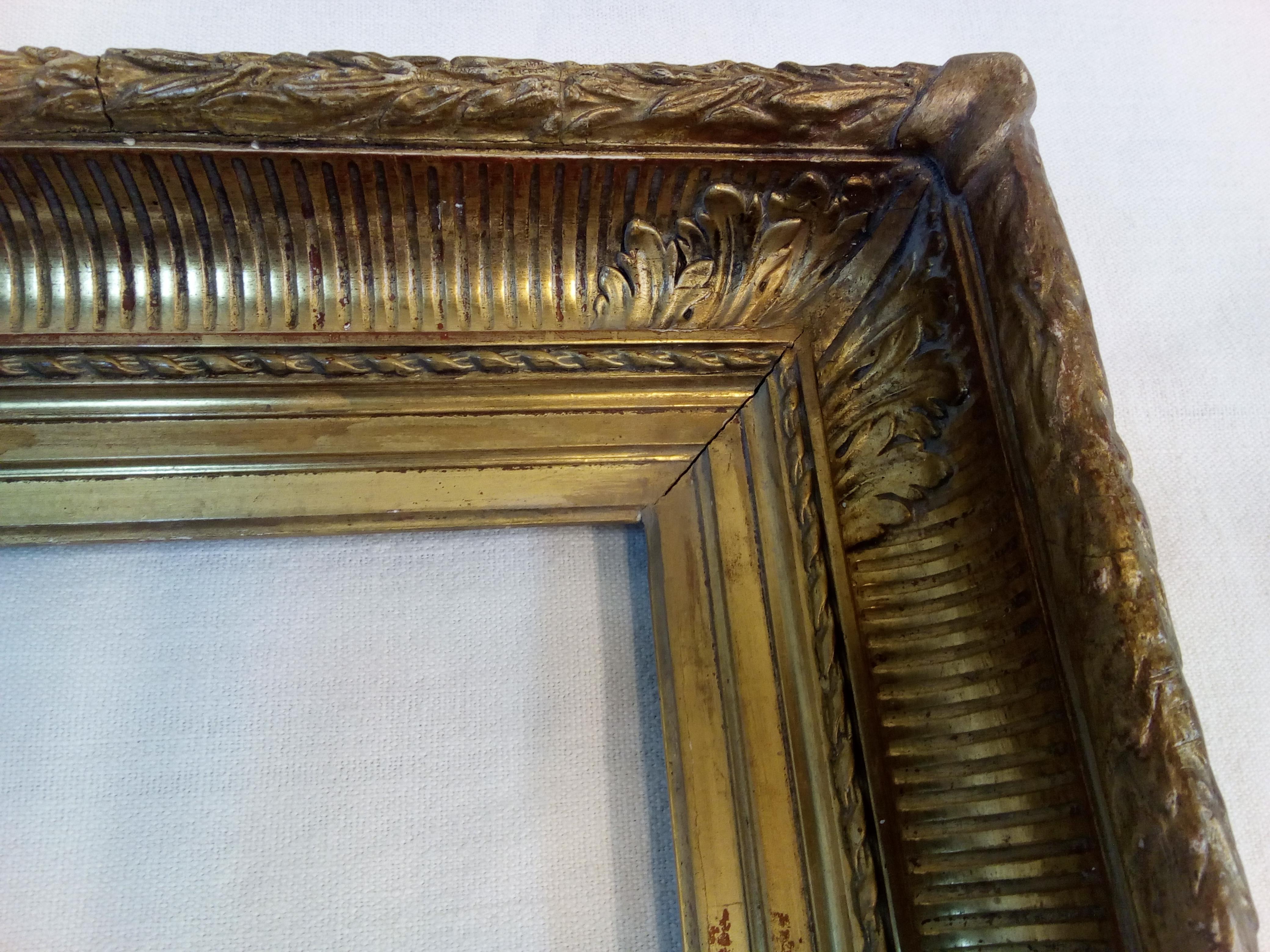 19th century Empire style frame hand carved gilded with pure gold leaf For Sale 4